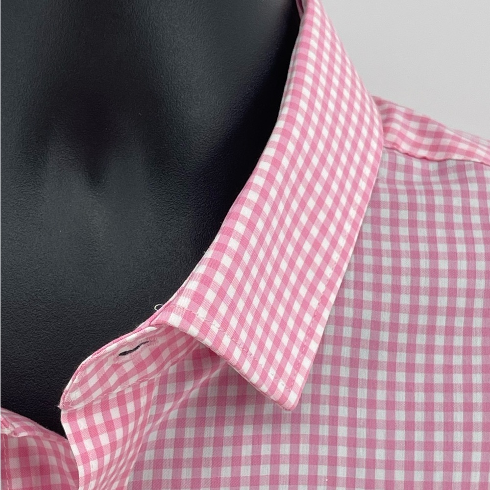 J Crew Pink & White Gingham Slim Performance‎ L/S Dress Shirt AS989 Men’s XL NWT - Picture 4 of 10
